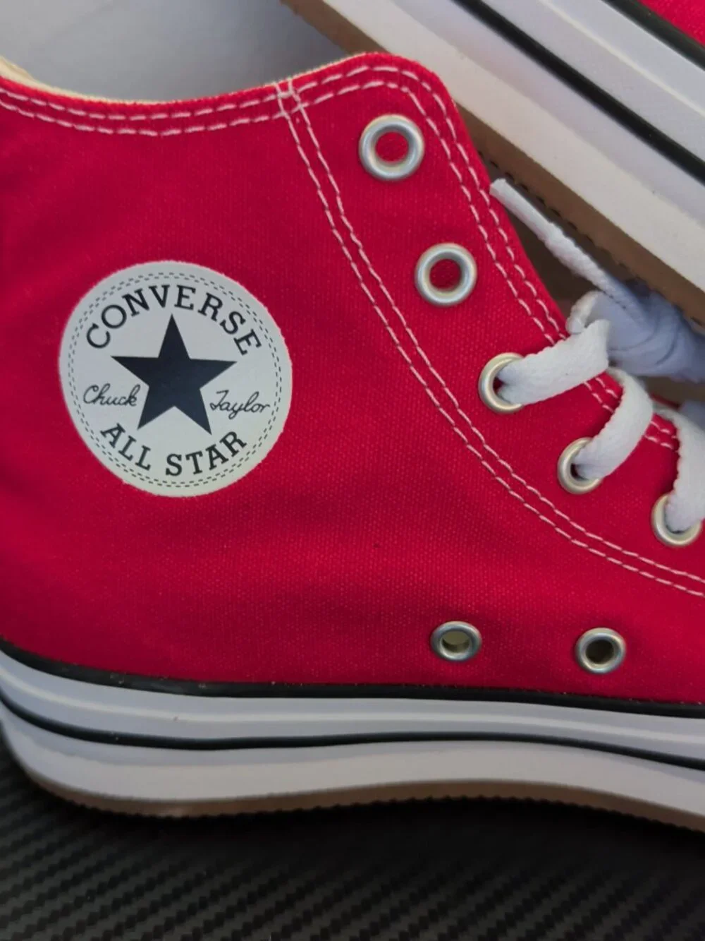 Converse All Star Chuck Taylor Youth Size 3 Red/White High Top Canvas Shoes